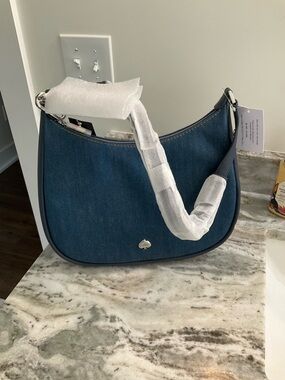 kate spade Blue Denim Shoulder Bag with Navy Trim